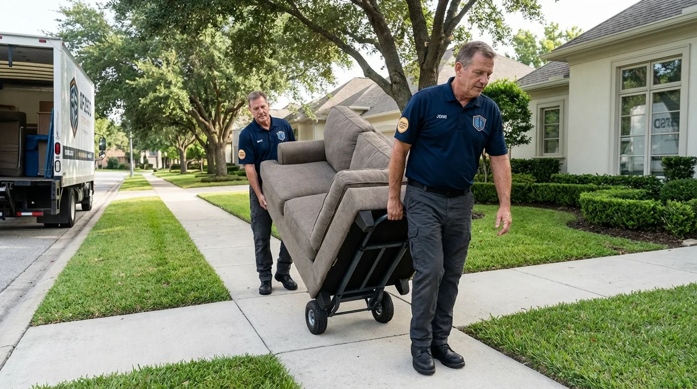 Local residential moving crew loading furniture in Sherman, CT